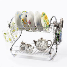 2962 Stainless Steel 2 Layer Kitchen Dish Rack/Plate Cutlery Stand DeoDap