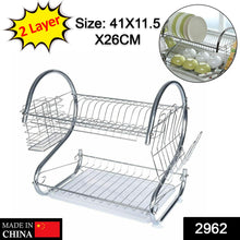 2962 Stainless Steel 2 Layer Kitchen Dish Rack/Plate Cutlery Stand DeoDap